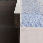 Chemin de table en coton beige et bleu 140x40