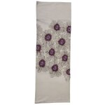 Chemin de table en coton beige et violet 140x40