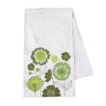 Chemin de table en coton blanc et vert 140x40