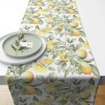 Chemin de table en coton citrons 40 x 150 cm