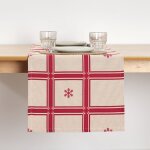 Chemin de table jacquard r�versible � carreaux multicolores 45x140cm