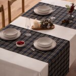 Chemin de table no�l bleu 50x155 cm