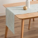 Chemin de table de nol en coton jacquard aqua et argent 45x135cm