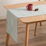 Chemin de table de nol en coton jacquard aqua et argent 45x135cm