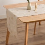 Chemin de table de noël en coton jacquard beige et or 45x135 cm Chemin de table de noël en coton jacquard beige et or 45x135 cm