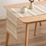 Chemin de table de noël en coton jacquard beige et or 45x135 cm Chemin de table de noël en coton jacquard beige et or 45x135 cm