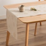 Chemin de table de noël en coton jacquard beige et or 45x135 cm Chemin de table de noël en coton jacquard beige et or 45x135 cm
