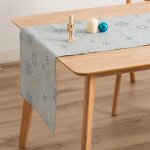 Chemin de table de noël en coton jacquard bleu et or 45x135 cm Chemin de table de noël en coton jacquard bleu et or 45x135 cm