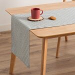 Chemin de table de noël en coton jacquard bleu et or 45x135 cm Chemin de table de noël en coton jacquard bleu et or 45x135 cm
