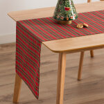 Chemin de table de nol en coton jacquard rouge 45x135 cm