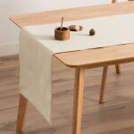 Chemin de table de no�l en coton jacquard vert olive et or 45x135cm