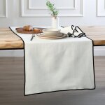 Chemin de table toile de coton blanc & noir 50x150