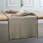 Chemin de table toile de coton naturel & noir 50x150