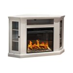 Chemine lectrique en acier blanc 126x78h81 cm