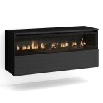 Chemine lectrique led effet bois noir 102x35x45cm chemine effet feu