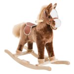 Cheval  bascule cowboy selle grand confort bois peuplier brun blanc