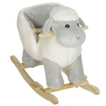 Cheval  bascule enfant sonore peluche gris
