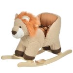 Cheval  bascule lion musicale fauteuil intgr peluche douce marron