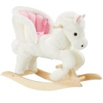 Cheval  bascule en peluche structure en acier 30 x 69, 5 x 56 cm blanc