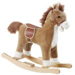 Cheval  bascule en peluche structure en acier 31 x 65 x 61 cm marron