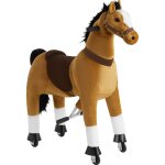Cheval à bascule en peluche sur roulettes et pédales antidérapantes Cheval à bascule en peluche sur roulettes et pédales antidérapantes