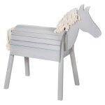 Cheval de jardin en bois lasur gris avec crinire et queue