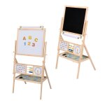 Chevalet pour enfants en bois brun naturel 46 x 56 x 103 cm