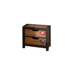 Chevet 2 tiroirs en pin massif avec motifs