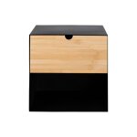 Chevet suspendu cube en mtal et bambou 1 tiroir 1 niche