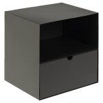 Chevet suspendu cube en mtal et bambou 1 tiroir 1 niche noir