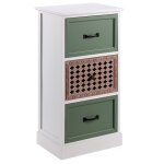 Chiffonnier 3 tiroirs, blanc / vert