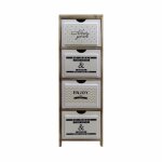 Chiffonnier  4 tiroirs en bois blanc et marron  motifs gaufrs