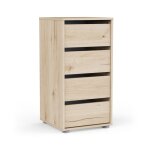 Chiffonnier avec 4 tiroirs en chne naturel 40 x 40 x 76 cm