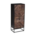 Chiffonnier 4 tiroirs en métal noir et bois recyclé Chiffonnier 4 tiroirs en métal noir et bois recyclé