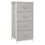 Chiffonnier 4 tiroirs non - tisss gris plateau aspect bois clair