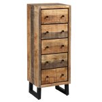 Chiffonnier 5 tiroirs acier et bois massif