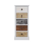 Chiffonnier avec 5 tiroirs en bois blanc et brun