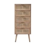 Chiffonnier 5 tiroirs faades en rotin naturel - h100 cm