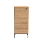 Chiffonnier 5 tiroirs et pieds en métal h100 cm - effet bois clair Chiffonnier 5 tiroirs et pieds en métal h100 cm - effet bois clair