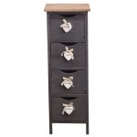 Chiffonnier coeurs avec 4 botes en bois gris et blanc