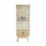 Chiffonnier troit sculpt  4 tiroirs en bois blanc et brun