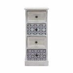 Chiffonnier majolique avec 4 tiroirs en bois blanc et gris