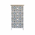 Chiffonnier en majolique colore avec 4 tiroirs en bois bleu et blanc