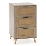 Chiffonnier nuit 3 tiroirs couleur chne, 48 cm longueur