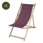 Chiliennes lot de 2 en bois et coton rouge