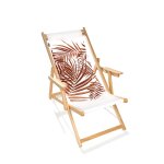 Chilienne de jardin en bois d'eucalyptus avec motif jungle rouge Chilienne de jardin en bois d'eucalyptus avec motif jungle rouge