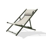 Chilienne de jardin en toile plastifiée grise et aluminium kaki Chilienne de jardin en toile plastifiée grise et aluminium kaki