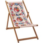 Chilienne pliante en hêtre et imprimé fleuri nude Chilienne pliante en hêtre et imprimé fleuri nude