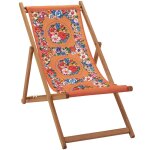 Chilienne pliante en hêtre et imprimé fleuri orange Chilienne pliante en hêtre et imprimé fleuri orange