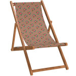 Chilienne pliante en hêtre lasuré et toile imprimé fleuri moka Chilienne pliante en hêtre lasuré et toile imprimé fleuri moka